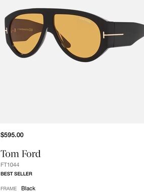 Tom Ford Black Sunglasses with Amber Lenses